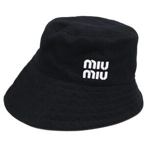 Miu Miu MIU 5HC341 Logo Embroidered Drill Hat, Black, Women's